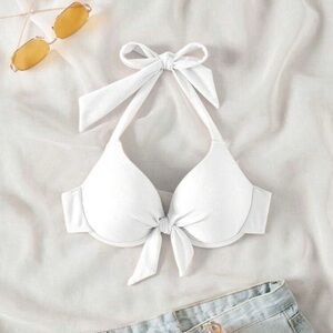 NWOT SHEIN White Halter Bikini Top